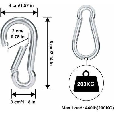 Lot De 4 Mousquetons Avec Verrouillage – Escalade Et Outdoor – Alliage Aluminium + Nylon – Porte-Clés, Sac, Vélo – Noir