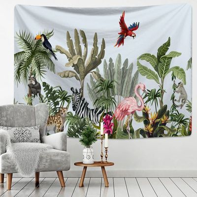 Tapisserie Murale Paysage Nature 200x150cm - Polyester - Décoration Chambre Salon Tenture Murale Arbre Vue Fenêtre