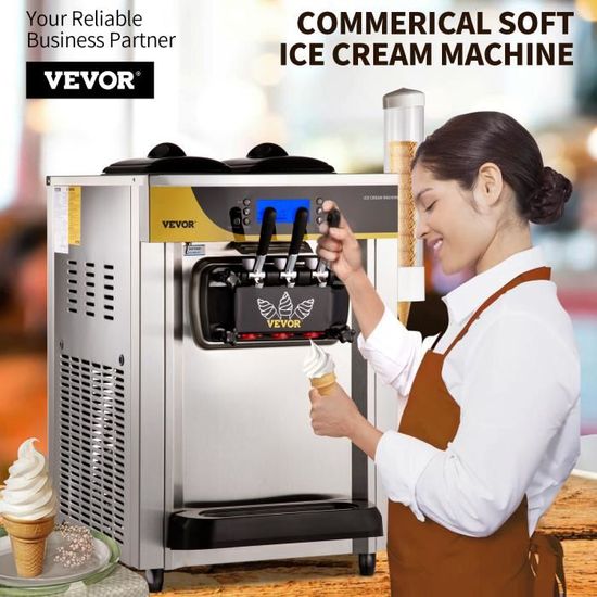Machine à Crème Glacée YKF-8218T, 6L*2 Trémies, 2+1 Saveurs