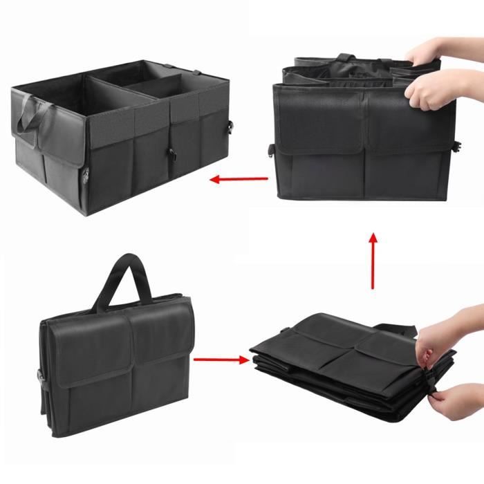 Boîte de rangement,Boîte de rangement pour voiture malle en cuir PU boîte  de rangement sac de rangement pliable - Type Black small