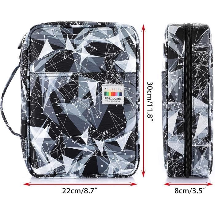 Homecube Trousse, Multifonctionnelle Sac à Crayons Stylos Porte-Crayon Plumier Grande Capacité Sac De Maquillage Pochette Organisateur Sac Stationnaire Pour Adolescents Etudiants Artistes- Bleu