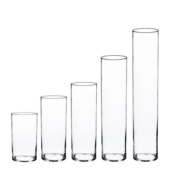 INNA Glas /Ø 15 cm Vase cylindre // Porte bougie transparent Photophore // Vase en verre cylindrique SANSA 20 cm transparent