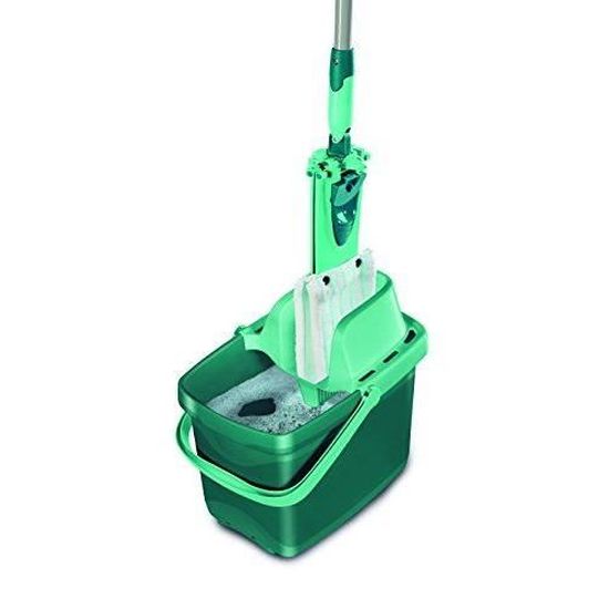 balais serpillière avec mécanisme dessorage intégré kit de lavage sol vert seau et balai essoreur faciles dutilisation Leifheit Set Combi Clean