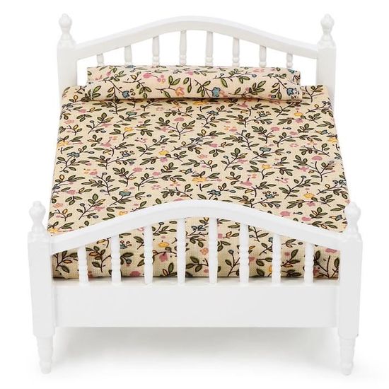 Generic Lit Miniature pour Maison de Poupée, Lit de Repos Classique en Fer Durable pour Enfants, Collection de Maison de Poupée, échelle 1