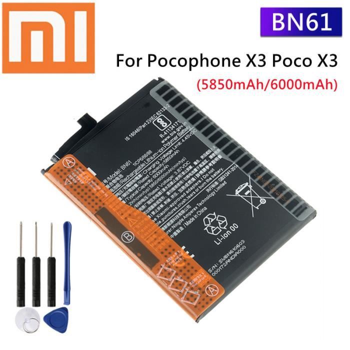 BN57Poco X3 X3Pro-Batterie De Téléphone 100% D'origine Mi Bn57 Bn61,  6000mah, Pour Xiaomi Pocophone X3 Poco X - Cdiscount Téléphonie