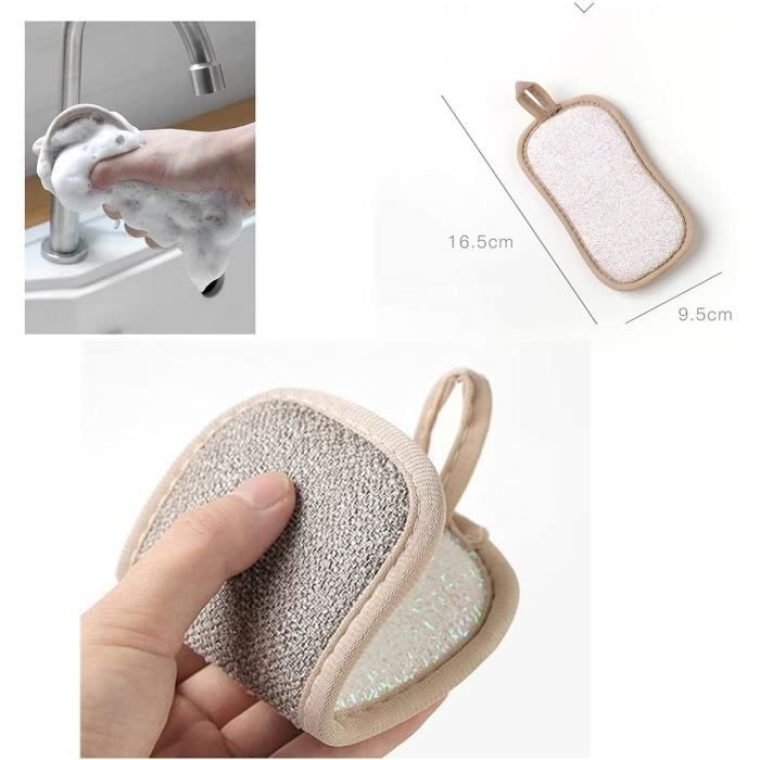 Lot De 8 Éponges De Nettoyage Double Face - Microfibre Douce Et Côté Abrasif - Lavable à 60°C