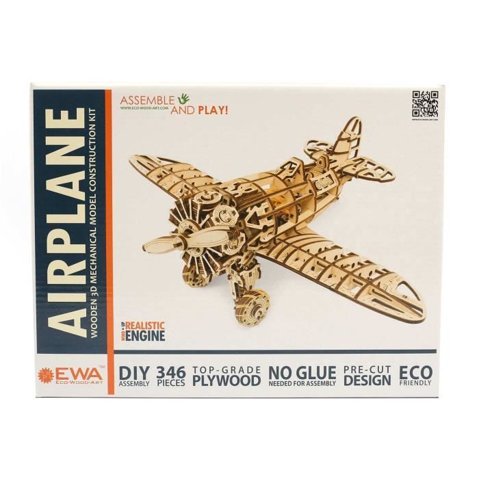 Maquette 3D En Bois - Avion 42 Cm - EWA - Puzzle Mécanique - 346