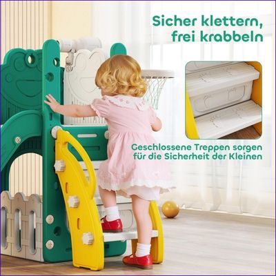 Toboggan pour tout-petits 5 en 1 toboggan autoportant pour enfant avec panier de basket, télescope, 178x70x86cm, jaune - Jeux - Jouets Toboggan pour tout-petits 5 en 1 toboggan autoportant pour enfant avec panier de basket, télescope, 178x70x86cm, jaune - Jeux - Jouets