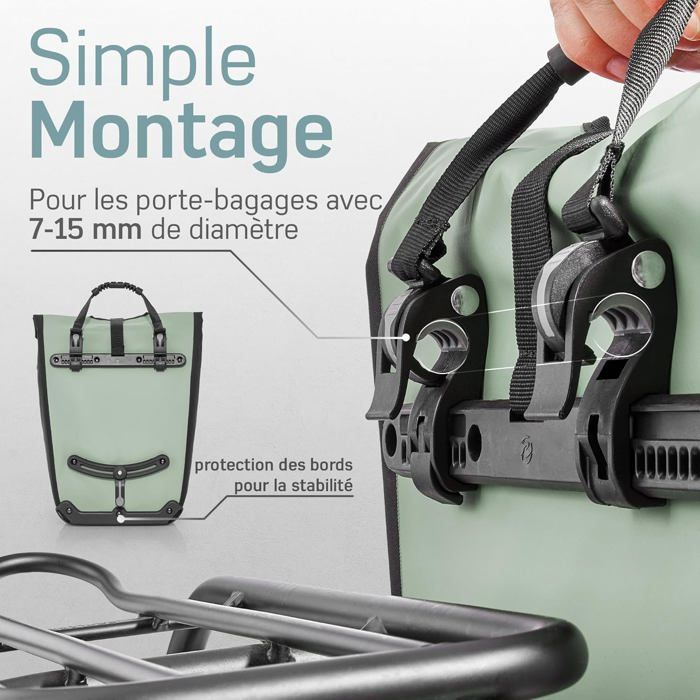 Sacoche De Vélo Pour Porte-bagages – 6L – Étanche IP64 – Fermeture Rapide – Bandeoulière – Réfléchissante – Compatible VTT, Route, Vélo électrique
