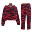 Camouflage Rouge Jogging Survêtement Femme Deux Pièces