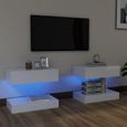 Qualité luxe© | Lot de 2 Meubles de rangement avec LED & Meuble bas TV & Table de Salon & avec lumières, Blanc brillant 60x35 cm |32-0