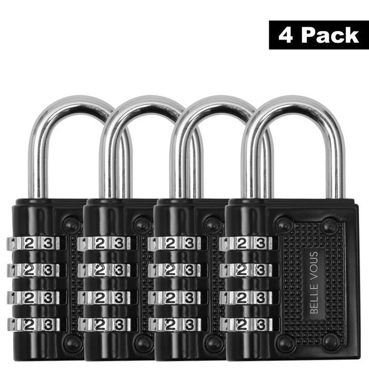 Cadenas A Combinaison Lot De 4 Cadenas A Code A 4 Chiffres L4 8 X L4 X E1 6 Cm Cadenas Valise Achat Vente Bloque Tiroir 5060647240608 Cdiscount