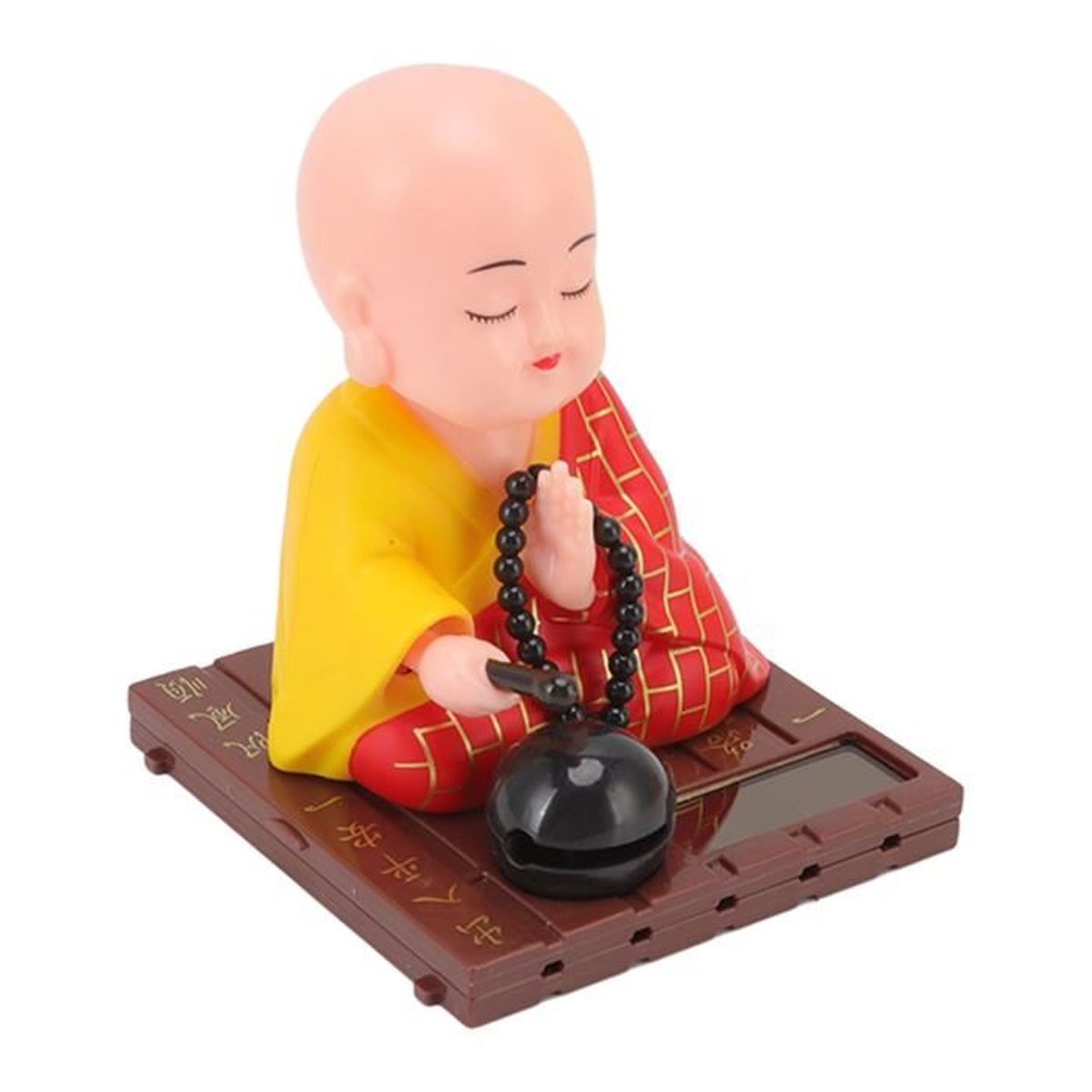 Figurine Moine Solaire Qui Bouge La Tête - Décoration Voiture, Maison, Bureau - Couleurs Assorties