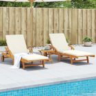 vidaXL Chaises longues lot de 2 avec coussins 200x68x83 cm bois acacia, lit de bronzage, chaise longue d'extérieur, lit de 3206372