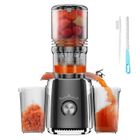 MIHTROV Extracteur de Jus de Fruits et Légumes,Ouverture de 128mm, Fonction de Mastication Inversée,Sans BPA avec 2 Tasses et Brosse