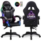 Fauteuil gaming - AMSTRAD - AMS-900-LED-GAMER - Noir et gris - Éclairage LED 366 effets - Télécommande incluse