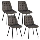 BRAND Lot de 4 chaises en Velours - chaises de salle à manger style rétro,ergonomiques - 47 Lx43 Px50 H cm - Gris foncé