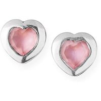 Drachenfels Boucles d'oreilles en forme de cour en argent veritable avec quartz rose - Collection Heartbreaker Stone - Boucle