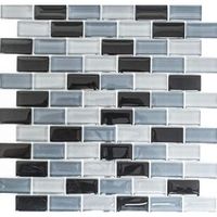 Pâte de Verre Mosaikmatte Mosaikbordüre Gris Anthracite Noir Mauerverbund Brick MOS76-0208