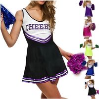 Costume cheerleader - Uniforme Pom Pom Girl - High School Cheer Leader - Noir