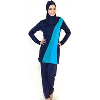 Maillots de bain Musulman Femmes Filles Burqini Muslim Swimwear Dames Full Cover beachwear Burkini 3 Pieces Bleu