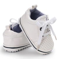 Chaussures souples bébé cravate - Blanc - Cuir - Lacets