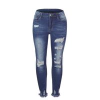 FUNMOON Pantalon Femme Denim Jeans Slim Taille Haute Jean Stretch Pant Bleu