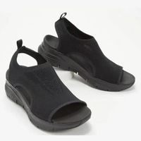Sandales de sport orthopédiques à bride arrière lavables d'été pour femmes - Noir