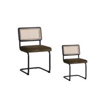 Duo de chaises Métal/Rotin/Vert- MARIETTE : Vert - L 50 x l 54 x H 84 cm