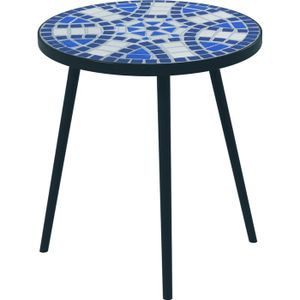 TABLE DE JARDIN  Table bistro ronde de jardin Outsunny table d'extérieur plateau mosaïque céramique acier Ø35 x 45,5H cm noir