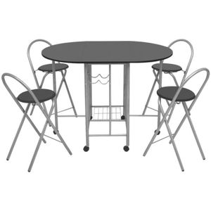 Ensemble table et chaise de jardin AKOZON Ensemble de salle à manger pliable 5 pièces MDF Noir - AKO7334123555608