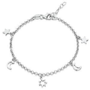 R/églable 22 /à 25,5 cm Amberta Bijoux Facilement Ajustable Cha/îne Argent 925//1000 Bracelet de Cheville