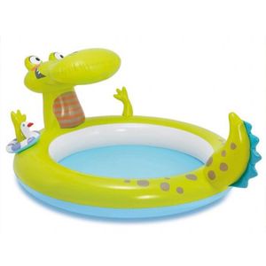 PATAUGEOIRE Piscine Gonflable Asymétrique - LEOCLOTHO - Crocodile Fontaine - 198*90 cm - PVC - Pour Enfants - Bleu