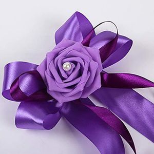 Kit Complet Décoration nœud Mariage violet Voiture Mariés ruban