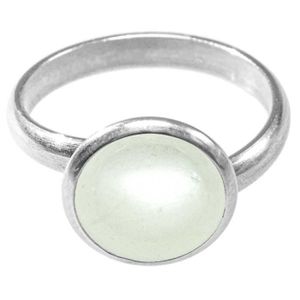 Bague En Argent Sterling Avec Grosse Pierre Blanche Ovale - Taille 50 - Occasion