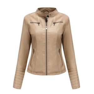 Veste Moto Cuir PU Grande Taille Femme - Style Biker Court - Poches Zippées (XL-5XL)