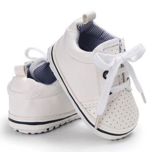BASKET Chaussures souples bébé cravate - Blanc - Cuir - Lacets