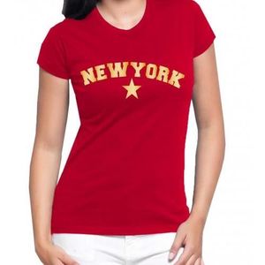 T-SHIRT Tee shirt femme New York rouge - S - Rouge