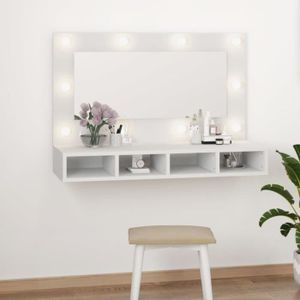 ARMOIRE DE CHAMBRE Armoire à miroir avec LED Blanc 90x31,5x62 cm