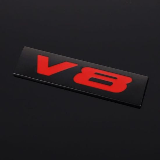 Sticker Voiture Métallique Badge V8 Chromé Pour Voiture – Autocollant Métal 7,5×3,2 Cm – Décoration Garde-boue Ou Coffre Badge V8 Voiture