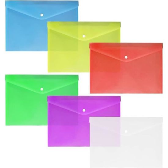 Pochettes Documents A4 Sterneer - 30 Pochettes Plastique Transparentes Avec Pression - Multicolore