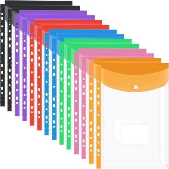 Lot De 6 Pochettes Plastique A4 Tarifold - Fermeture Scratch - Couleurs Pastel Assorties - Polypropylène Recyclable 180µ