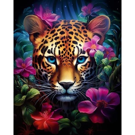 DPIDEA Peinture Diamant 5D Léopard – Kit Complet 30x40 Cm, Strass Brillants, Toile Adhésive HD, Loisir Créatif Relaxant Pour Adultes