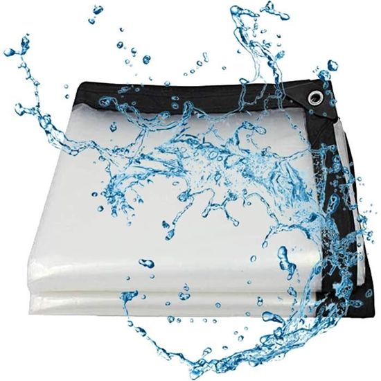 2x4m Bâche Transparente Avec Oeillets Bâche Imperméable Transparente