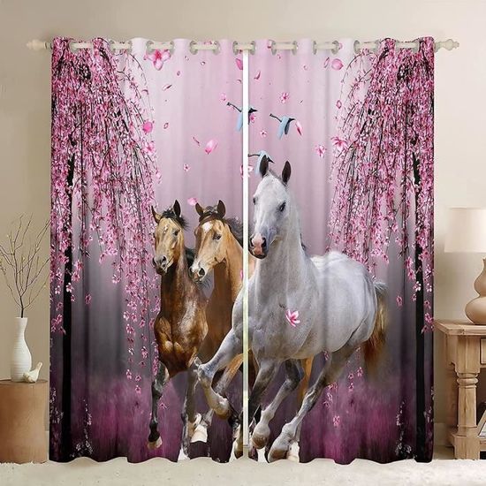 Lot de 2 Rideau Cheval Coloré Salon ,Décoration 2 Rideaux,Rideau