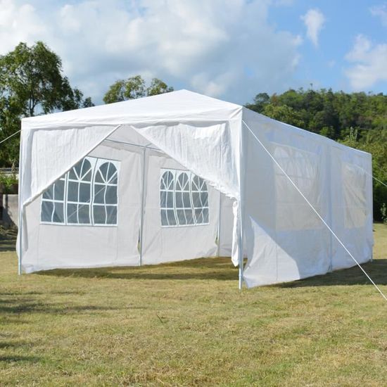 ISE Tente de Réception 3×6M ,Pavillon,Chapiteau ,Tente de Jardin ,Premium Bâches Amovibles PE , Sac de Transport ,Blanche
