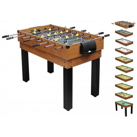 Jeu D'intérieur Compact 70cm Table De Jeu Multi-jeux 2 En 1 Mini Babyfoot Et Hockey Sur Bois - Idéal Famille Et Enfants