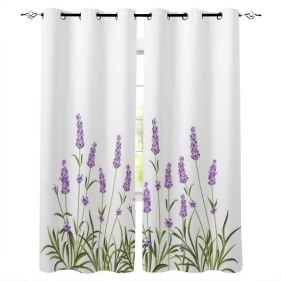 Rideaux Voilage Avec Motif Papillons Et Fleurs - Dimensions WxH/2x70x140cm, Pour Chambre, Salon, Cuisine