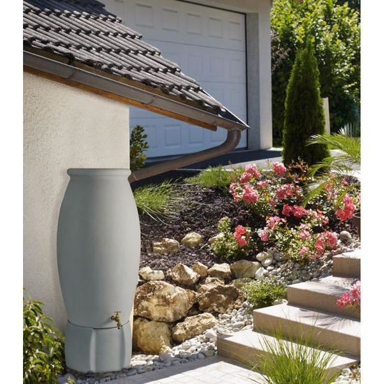 Récupérateur Deau Jarre Gris 235 Litres Avec Support