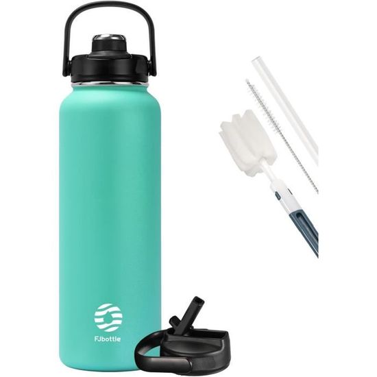 OLDLEY Gourde Isotherme 1L Acier Inoxydable Avec Paille – 3 Couvercles Interchangeables, Étanche Et Anti-Fuite – Idéale Sport, Rando, Vélo, Camping